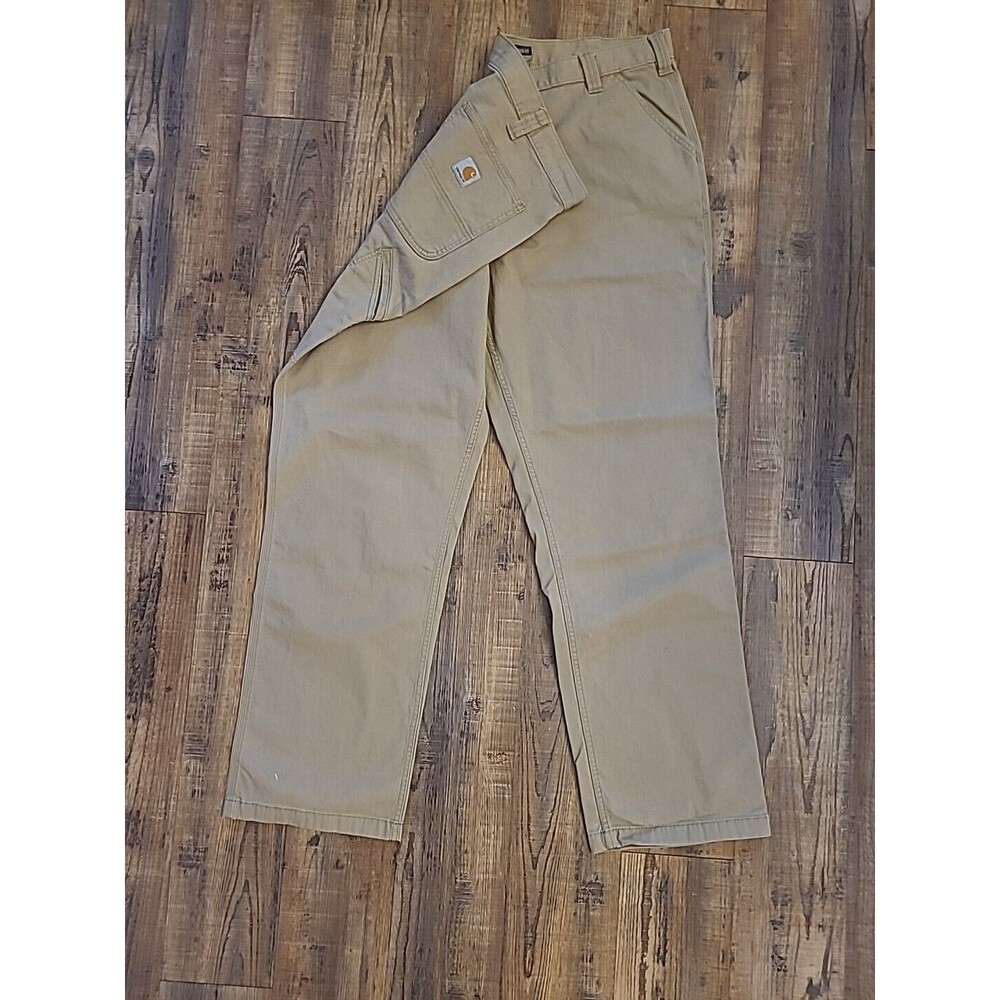 Carhartt Relaxed Fit Pants Men's  42x34 Khaki Tan Rugged Flex Canvas Workwear